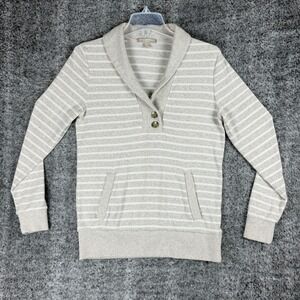 Banana Republic Womens Size S Shawl Collar Striped Oatmeal Pullover Sweater Chic
